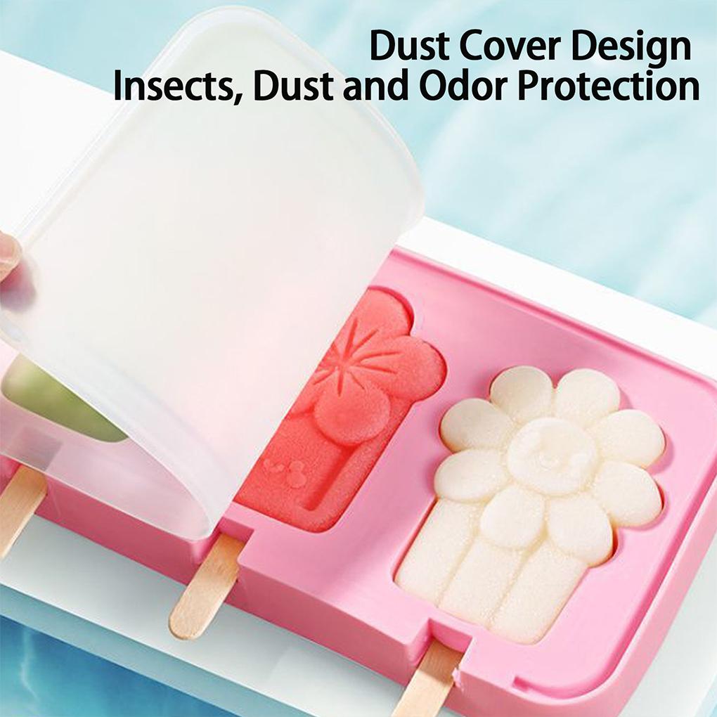 Silica Gel Silicone Small Popsicles Molds With 50 Wooden Sticks Easy-release Homemade Ice Molds Set