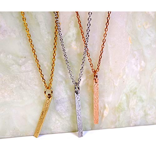 July Hawaiian Jewelry Necklace, Bar, Scroll, Wave, Hypoallergenic, Surgical Stainless Steel and Pink Gold, 40cm-45cm