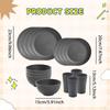16Pcs Dinnerware Sets Bowls Minimalist Straw PP Service for 4 Dinner Plates Dishes Hotel