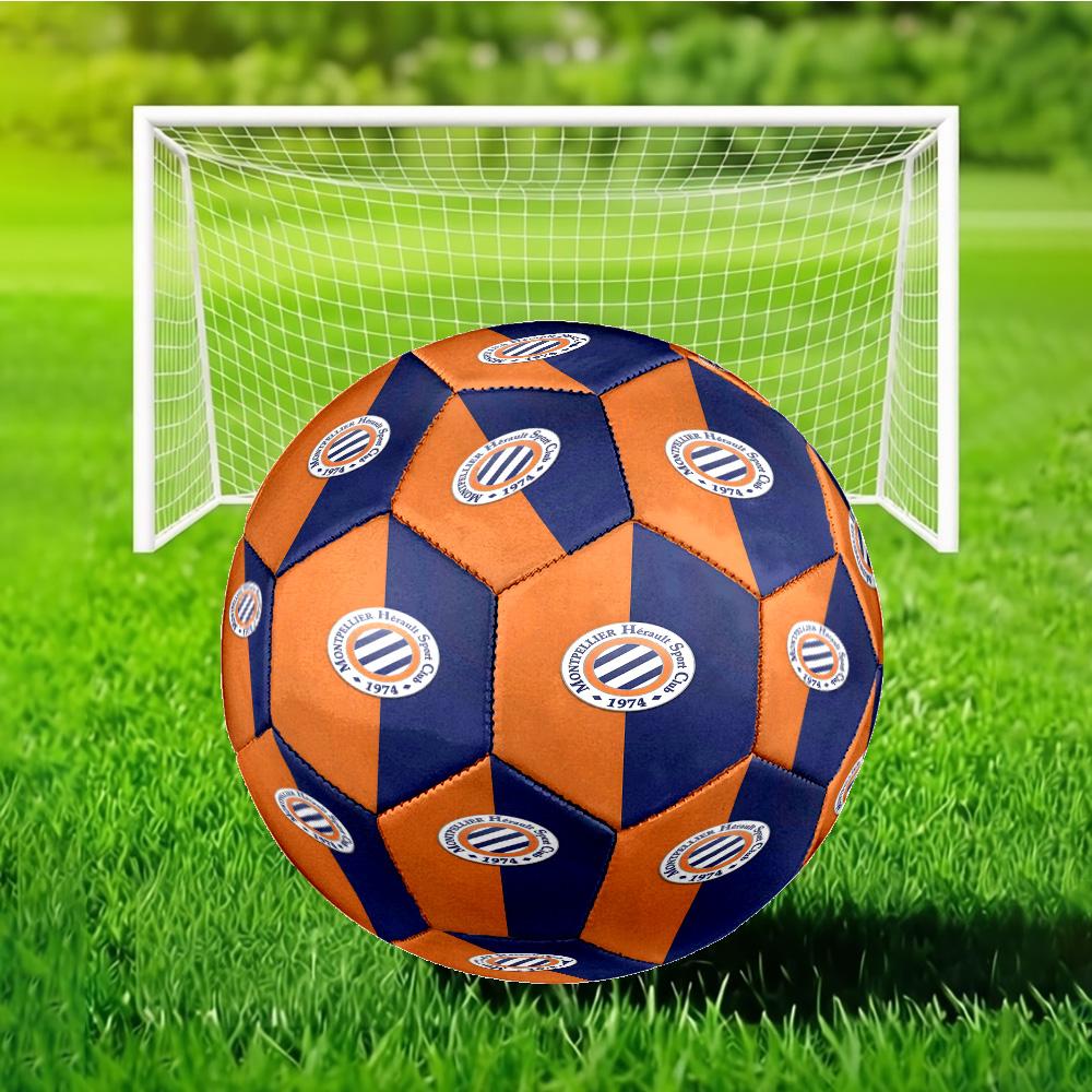 Montpellier Herault Sc Crest Soccer Ball Size 5 Soccer Ball, Machine-stitched, Soft and Comfortable, Suitable for Training and Matches Fan Gift