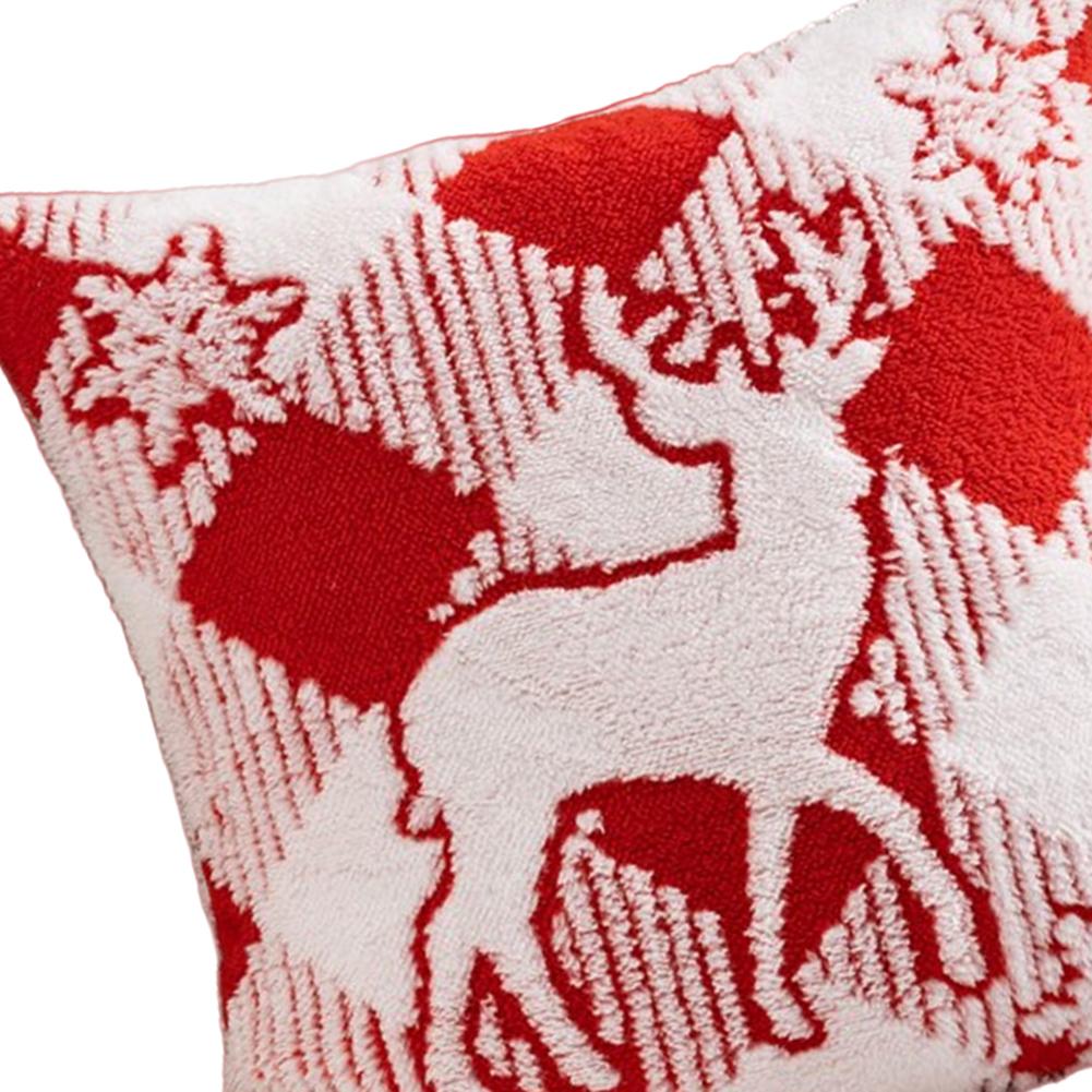 Christmas Decorative Cushion Cover Festival Pillow Case for Sofa Decor (Red Elk)