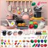 Large Pink Simulation Kitchen Playset for Kids: Includes Pressure Cooker, Induction Cooker, and Rice Cooker for Boys and Girls.