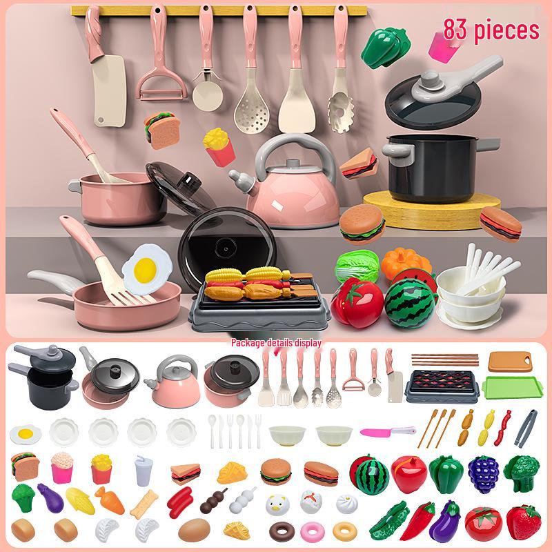 Large Pink Simulation Kitchen Playset for Kids: Includes Pressure Cooker, Induction Cooker, and Rice Cooker for Boys and Girls.