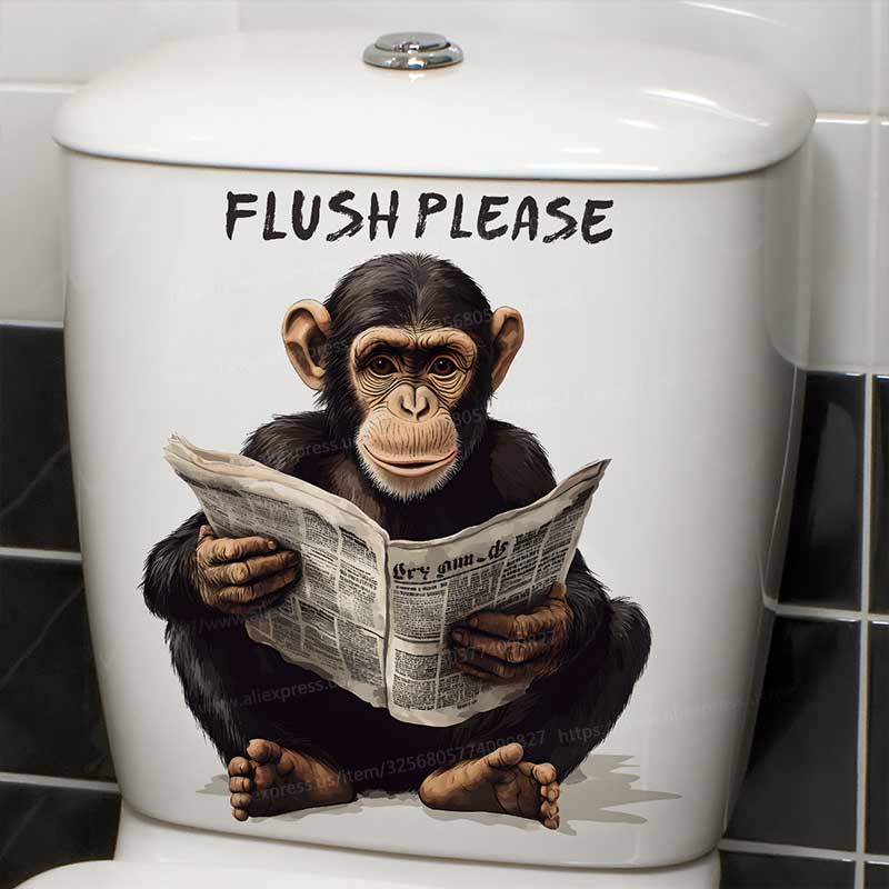 Cartoon Monkey Toilet Sticker Toilet Cover Sticker Wall Stickers Animal Wc Sticker Fun For Home BathRoom Decoration S529