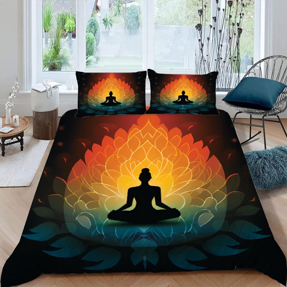 Chakra Duvet Covers Queen Lightweight Bedding Sets Zen Spiritual Bedding Sets Bedroom Decor 1 Duvet Cover 2 Pillowcases No Quilt