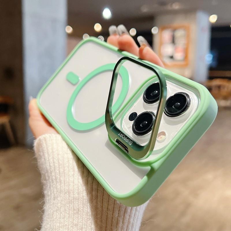 For Magsafe Stand Glass Lens Protector Case For iPhone 16 15 14 13 11 12 Pro Max 16 Plus Luxury Magnetic Shockproof Back Cover