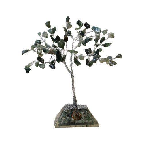 Moss Agate Crystal Tree Orgonite Base - 80 Gemstones