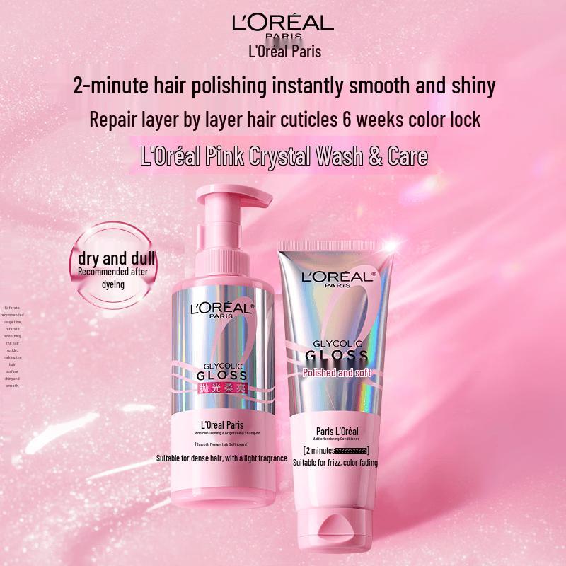 L'Oréal Pink Crystal Smoothing Shampoo & Conditioner Set