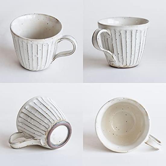 Tatara Mug, Kohiki (Powdered) with Sawed Edges, White, Ceramic, Mino Ware, 250ml, Product Number 755-09-244