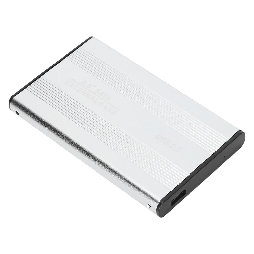 HDD Enclosure Plug Play 3TB USB2.0 SSD Hard Disk Box for OS X Laptops External Data Storage Argent  (Not Inclube Hard