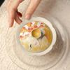 1PC Sprinkling Gold Ceramic Cover Bowl Hand-painted Ginkgo Flower Mouth Brewing Tea Bowl Teacup Household Not Hot Kung Fu TeaSet