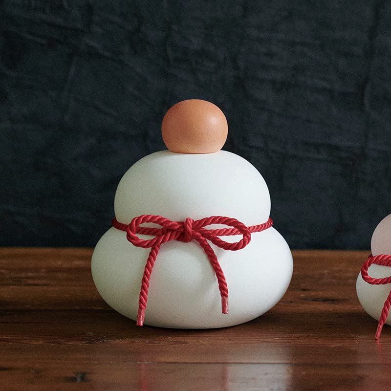 H Concept SOIL KAGAMI MOCHI MS L435 Kieselgur Kagami Mochi (Spiegel-Mochi) 120 x H135mm Rot und Weiß Einfach Gerahmt Bodenmontage