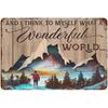 Louis Armstrong Song Metal Tin Sign Wonderful World Retro Poster Camping Decor Wood Background Wall Plaque