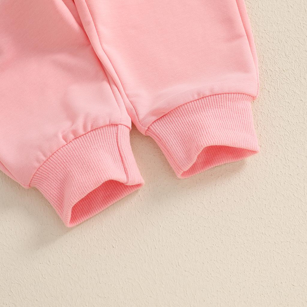 Kleinkind Mädchen Geburtstagsoutfit Buchstabenstickerei Langärmlig Rundhalsausschnitt Pullover mit Einfarbiger Langer Hose 2-teiliges Set