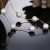 Necklace Single Layer Adjustable Alloy Women Faux Pearl Clavicle Chain for Wedding