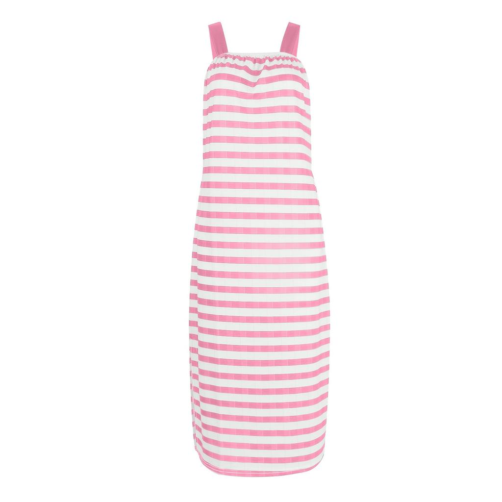 Dámská vesta bez rukávů s proužkovaným vysokým pasem Sexy dlouhé šaty se zavinutými boky