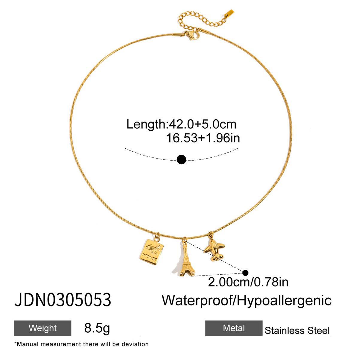 

Design holiday style 18K gold Paris Tower aircraft pendant necklace jewelry