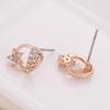 Leaf-Shaped Rhinestone Earrings - White Crystal Studs for Women