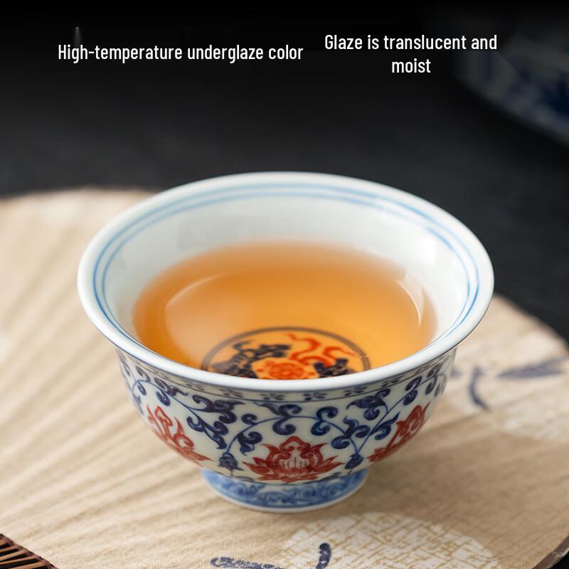 Jingdong Zhizao Yulihong Glazed Lotus Ceramic Tea Cup
