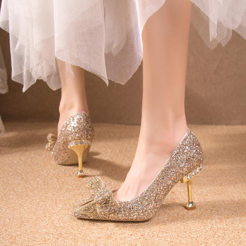 Newest Luxury Rhinestone High Heels Women Pumps Pointed Toe Woman Crystal Party Wedding Dress Shoes