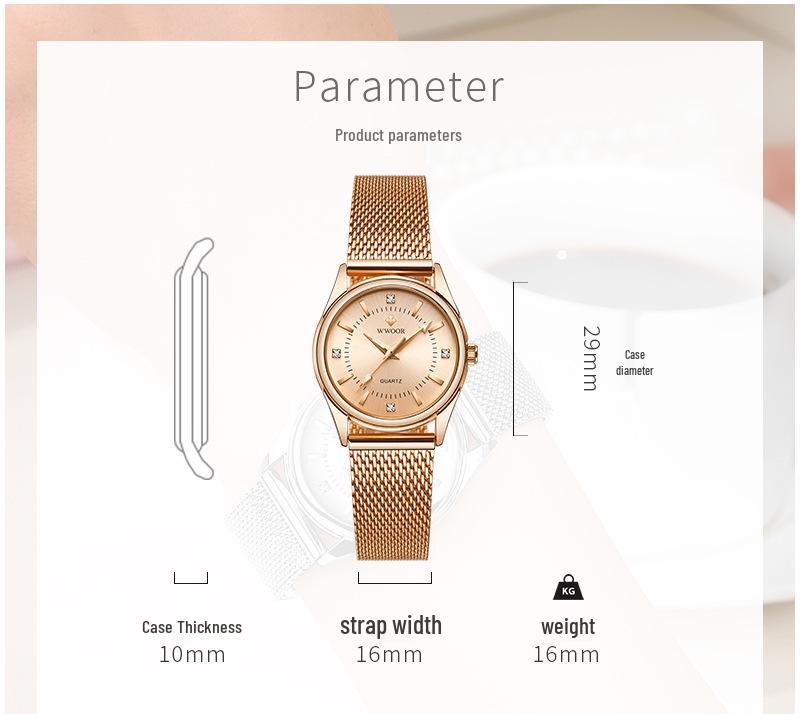 WWOOR Women's Mesh Band Quartz Waterproof Watch