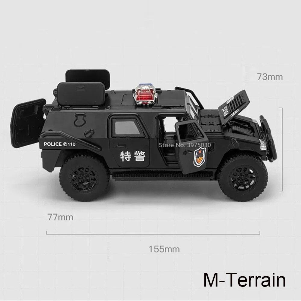1:32 Hanma M-Terrain Off-road Police Cars Models Toy Rubber Tires Light Music Vehicles 6 Doors Opened Car Boys Decoration Gifts