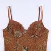 Slim Fit Lace Camisole Brown Lace Splicing Tank Top Streetwear Lace Corset  Travel