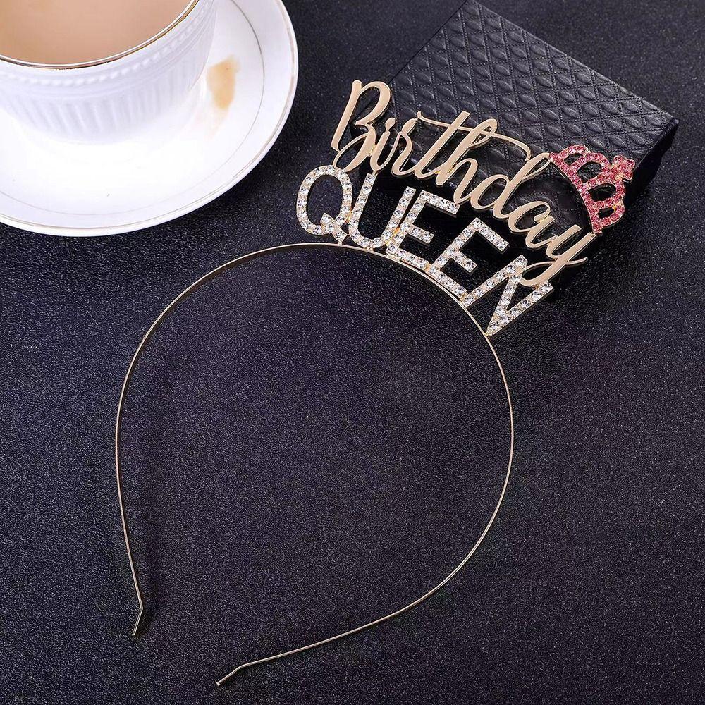 Zinc Zinc Alloy Letter Birthday Gift Birthday Queen Headband Birthday Hair Hoop  Crown Female Jewelry