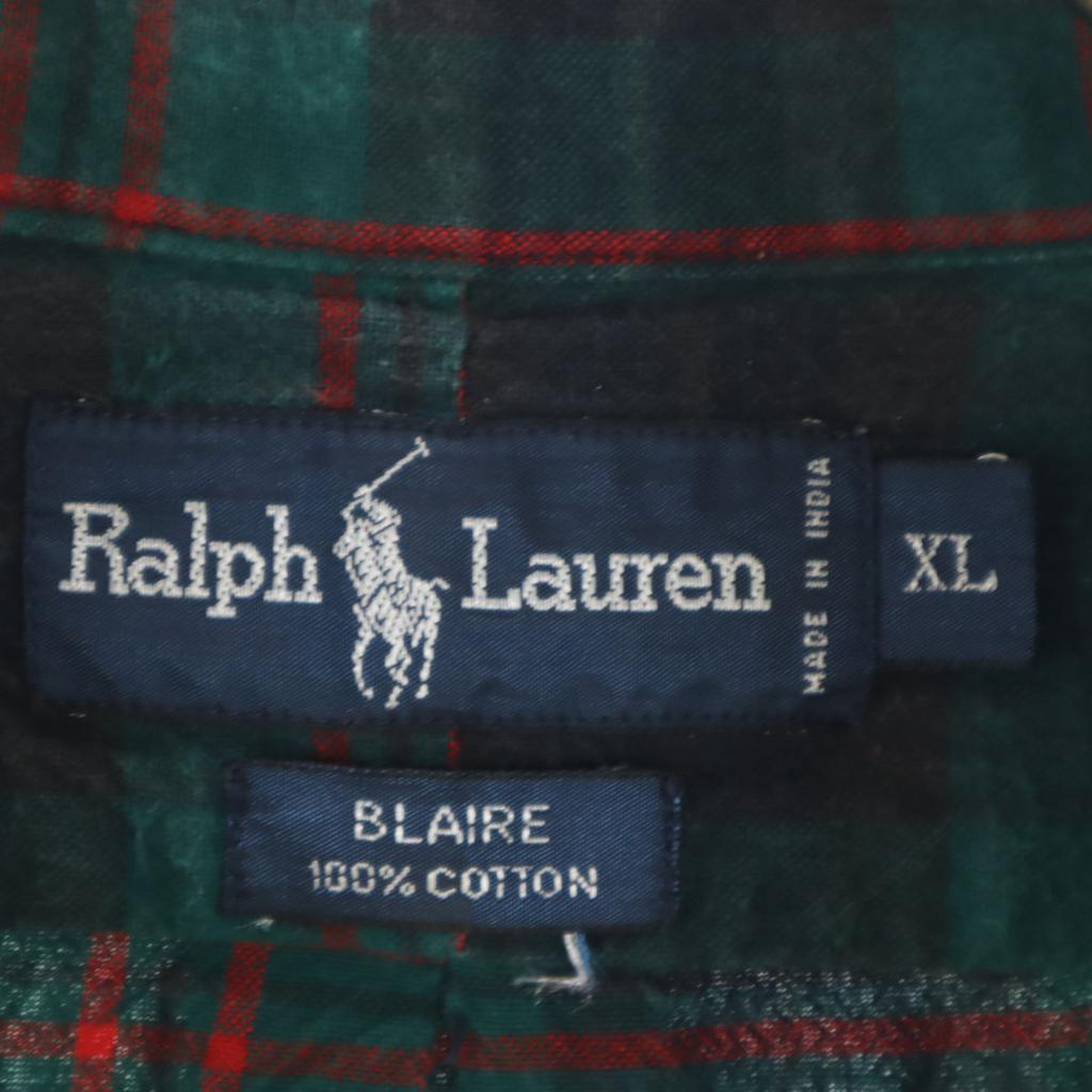 Ralph Lauren Check Pattern Long Sleeve Long Button Down Shirt XL Women Used