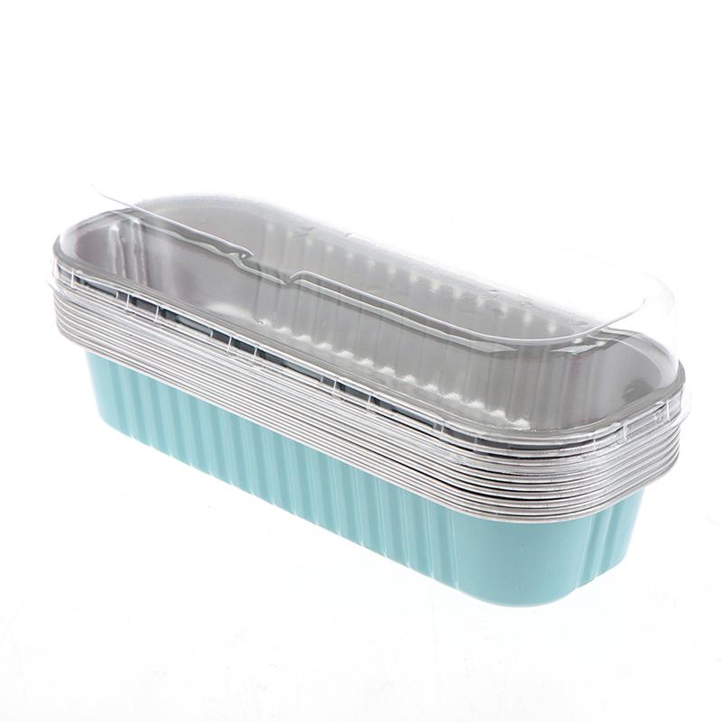 Home Kitchen Foil Cake Boxes Aluminum Foil Cup Cake Pans Golden/White/Blue/Pink/Red Covered Pudding Boxes 10PCS