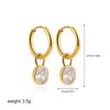 Boucles d'oreilles pendantes créoles huggie en acier inoxydable plaqué or pour femme, avec zircons cubiques multicolores et forme ovale, bijoux tendance pour fête