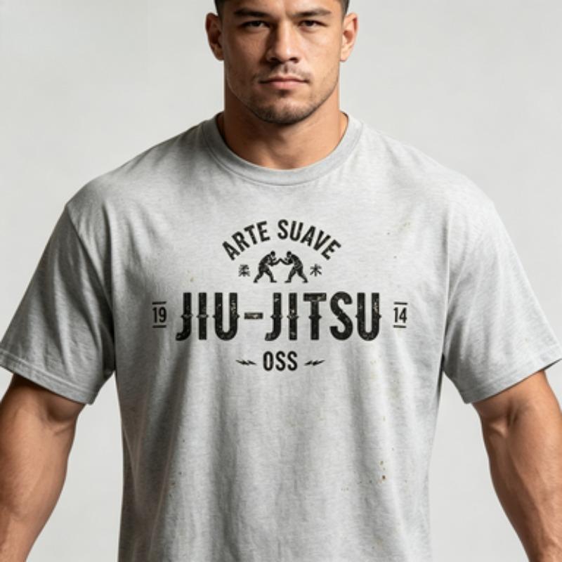 Soft Cotton Male Tshirt Classic Vintage Jiujitsu Pattern Bjj Lover Training Wear Comfort Oneck Basic Cotton Tee Top