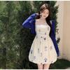 Plus Size French-Style Floral Dress & Sun Protection Cardigan Set for Women