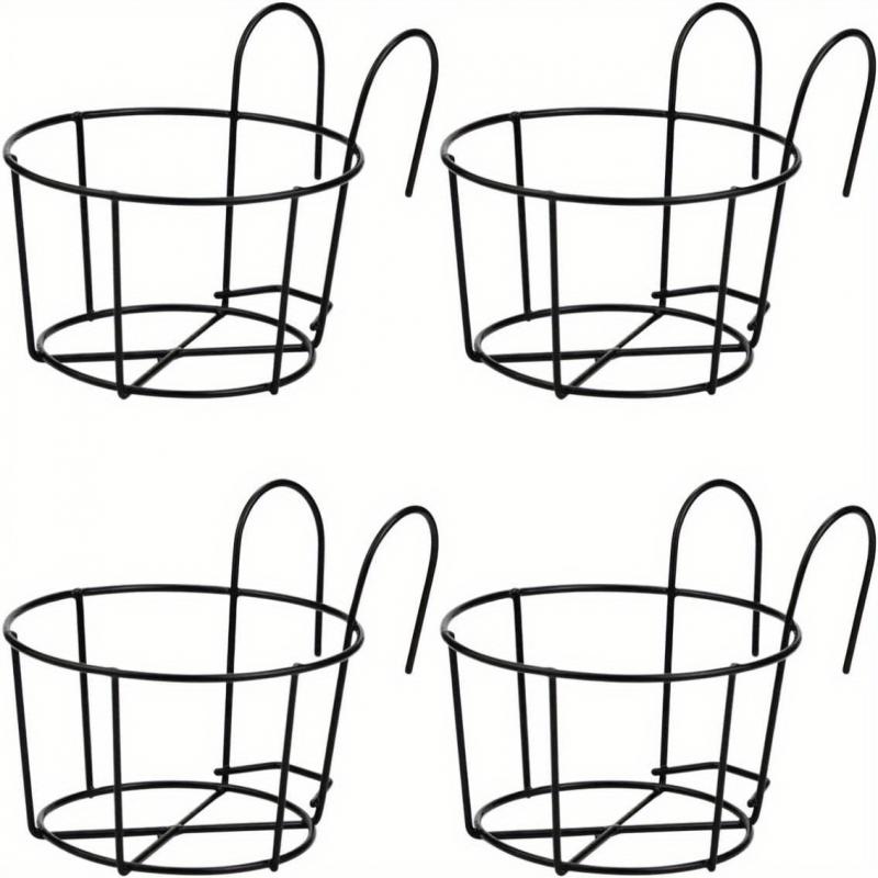 

4 шт. стильных круглых металлических подвесных кашпо — идеально подходят для балкона, сада и внутреннего декора 4 pcs чёрный