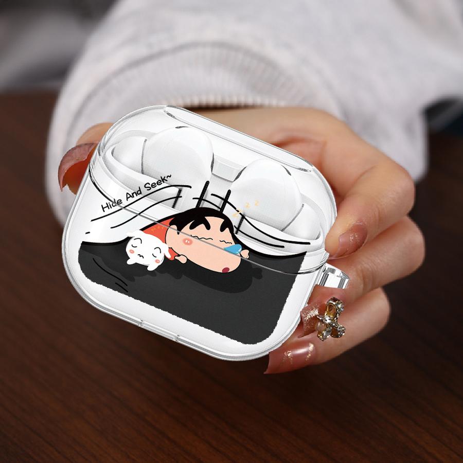 Cute Crayons Shinchan Clear Earphone Cases Cover With Hook Case For Samsung Galaxy Buds 4Pro Live 2 2Pro 3 FE 3Pro 4 Pro