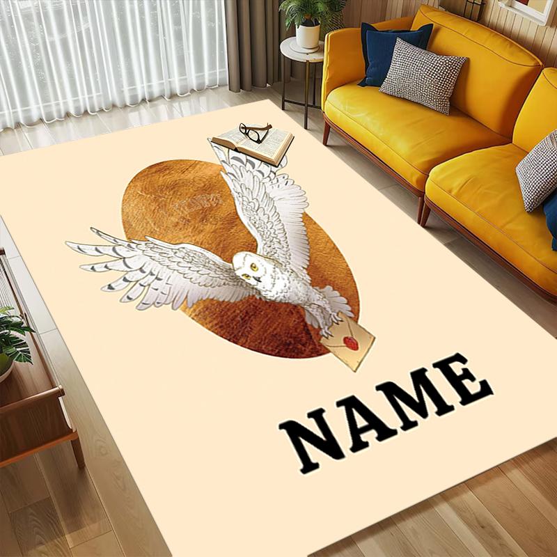 Custom Name Owl Letter Living Room Non-Slip Area Rug Soft Carpet for Bedroom Kids Playroom Sofa Office Home Decor Doormat