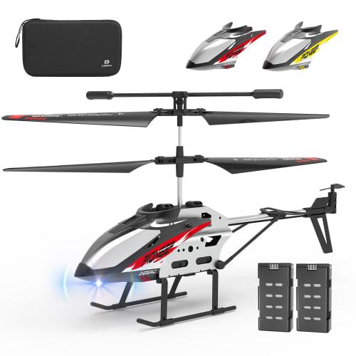 DEERC RC Helicopter Airplane Toy for Indoor Use, Ideal for Kids and Beginners, Includes Storage Case, 2 Shells, 2 Batteries, 24-Minute Flight Time, Al