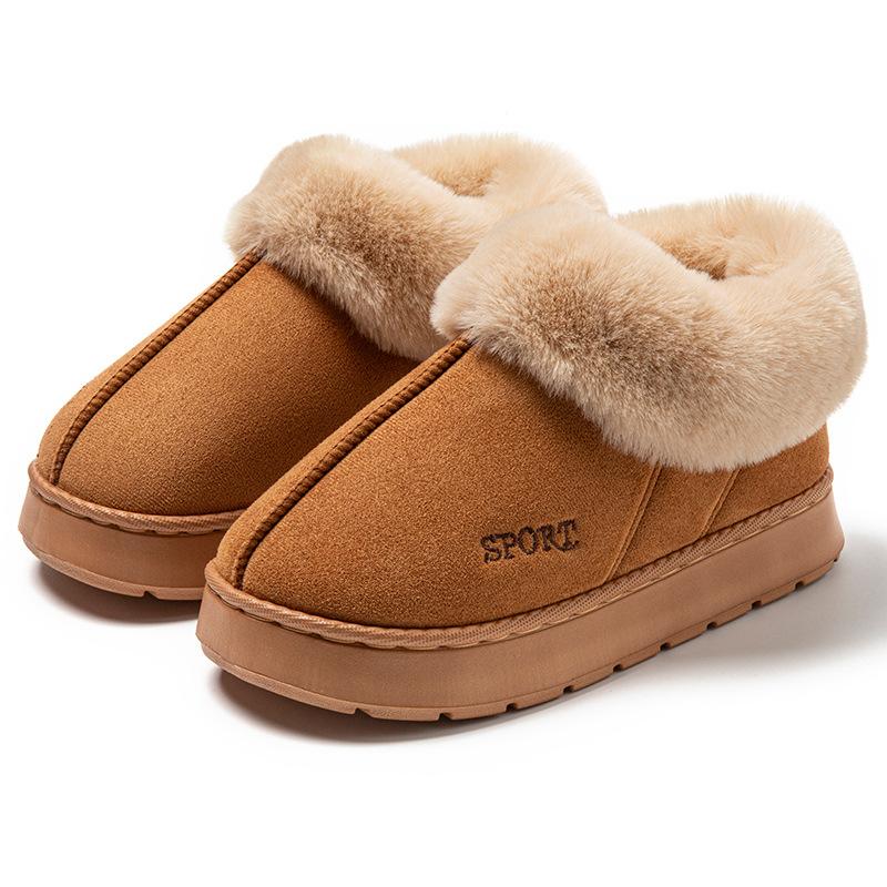 Imitation Suede Velvet Package with Large Hair Mouth Shoes, Men and Women Couples Thick-soled Padded Shoes, Snow Boots
