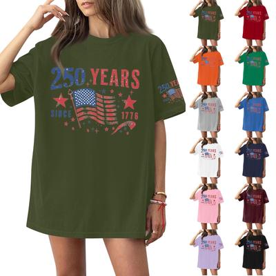 Γυναικείο Κοντομάνικο T-shirt Τοπ με Στρογγυλή Λαιμόκοψη και Σχέδιο