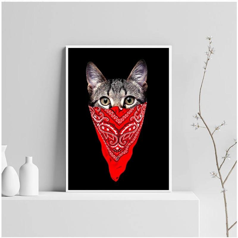 Funny Kitty Cat Black White Kids Nordic Posters And Prints Wall Art Canvas Painting Wall Pictures For Living Room Salon Decor