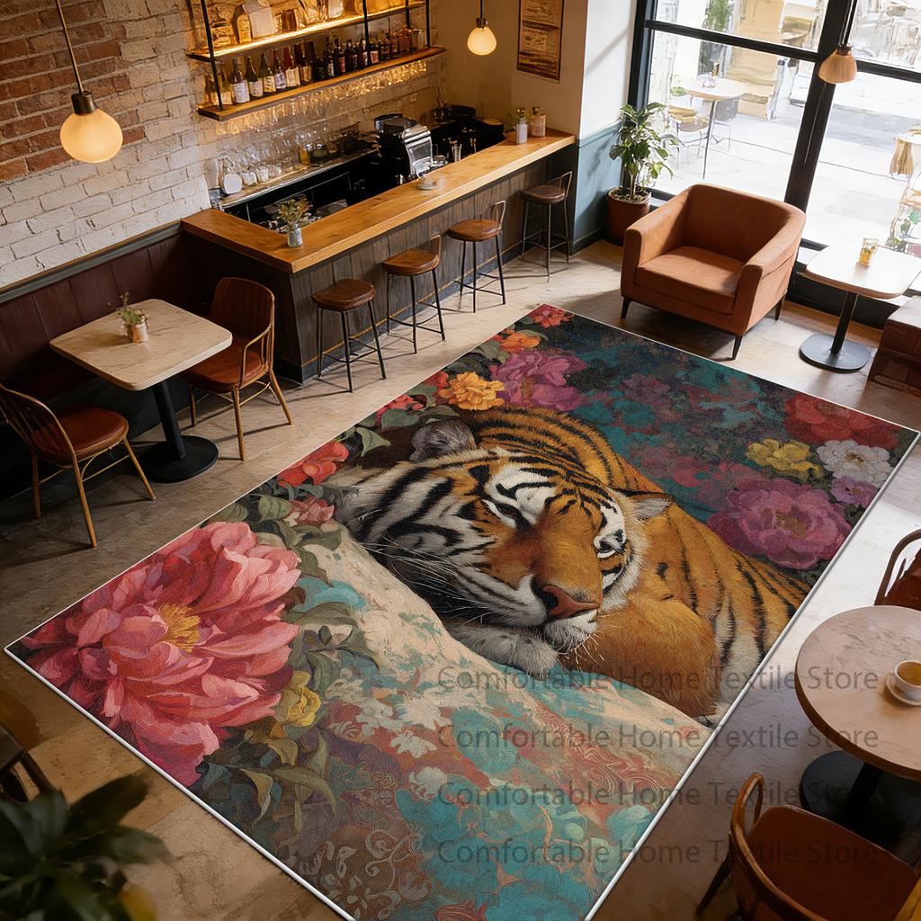 American Retro Tiger Style Coffee Tables Mat Decoration Living Room Washable Fluffy Rug Large Area Non-slip Short Velvet Carpet