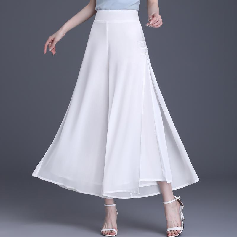 Summer Chiffon High Waist Pants for Women Fashion Wide Leg Pants Ladies Vintage Clothes