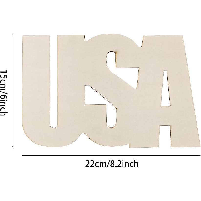 10 Pack 6 Inch Wood United States Crafts Unfinished Wooden United States Cutouts Wooden United States Hanging Ornaments DIY USA Craft Gift Tags for