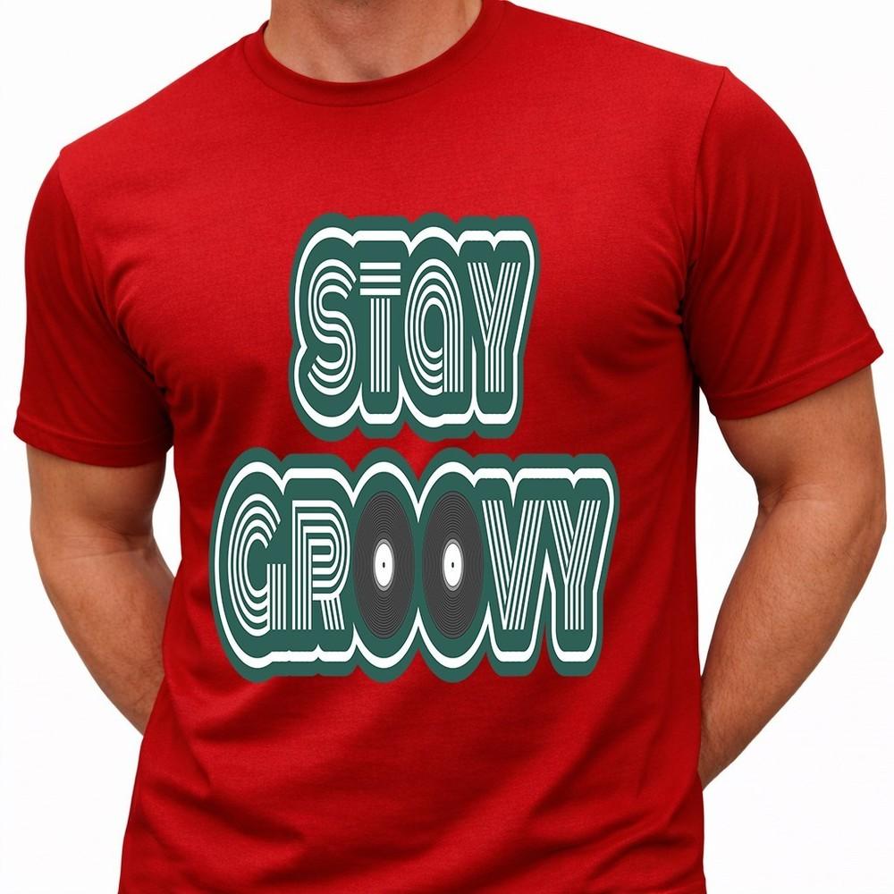 Retro T Shirt Stay Groovy Vinyl Record Graphic Tee 70s Music Disco Shirt 4XL