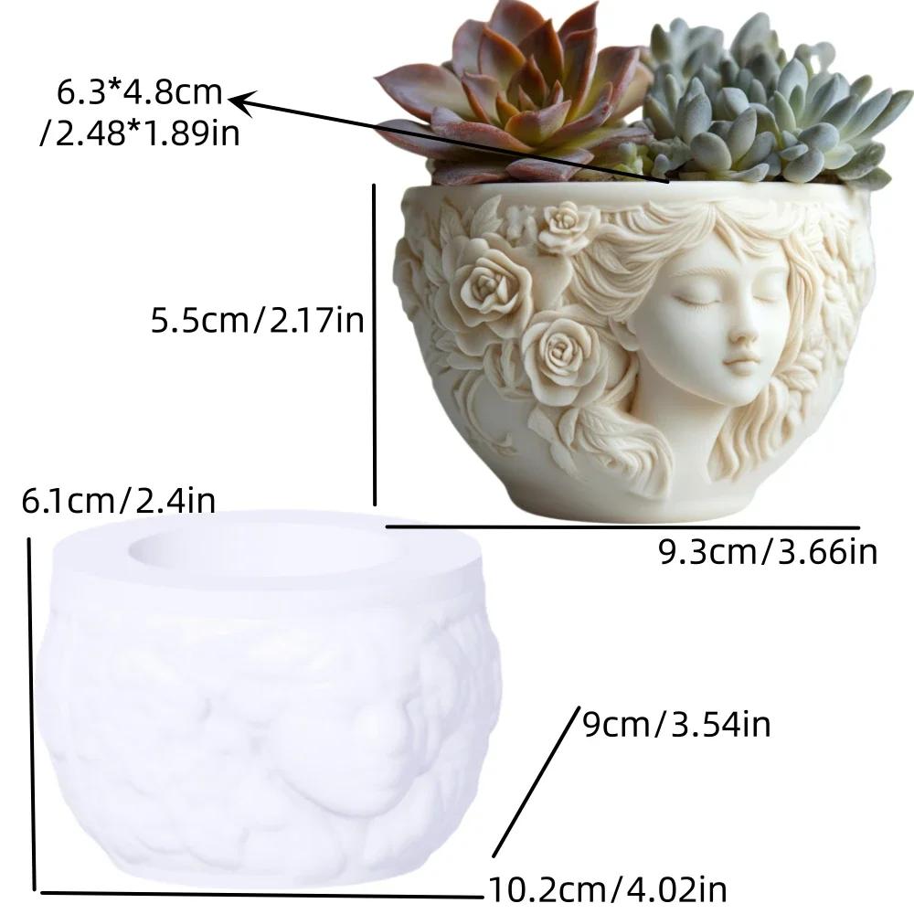 Dancing boy relief succulent plant flowerpot resin silicone mold surfing boy storage box mold grassland candle cup gypsum molds