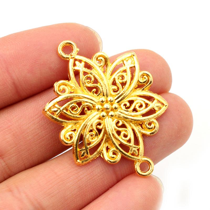 40x28mm 5pcs Antique Sliver and Bronze Plated  Flower Style Handmade Charms Pendant:DIY for Bracelet Necklace