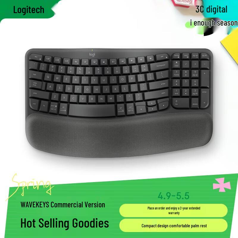 

Logitech Wave Keys Ergonomic Wireless Bluetooth Keyboard
