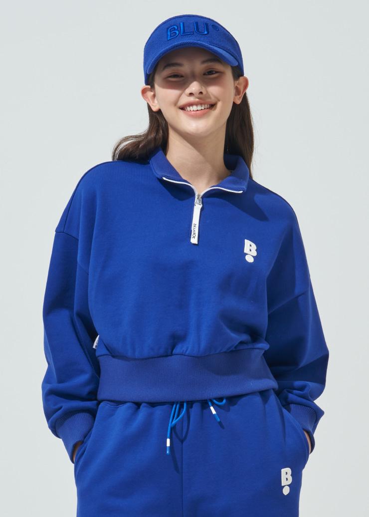 Blue Dot Oversized Half-Zip Sweatshirt_Bl 85