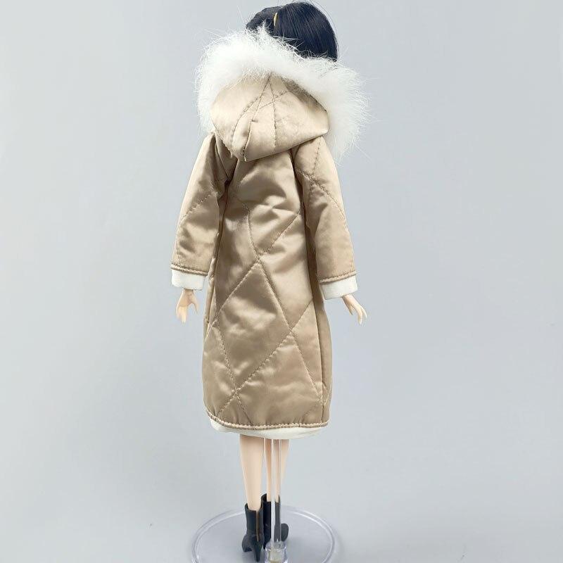 Zimní šampaňské s dlouhým rukávem, zip a čepice, oblečení pro panenky Barbie, bundy a oblečení pro 1/6 BJD panenky, doplňky pro děti