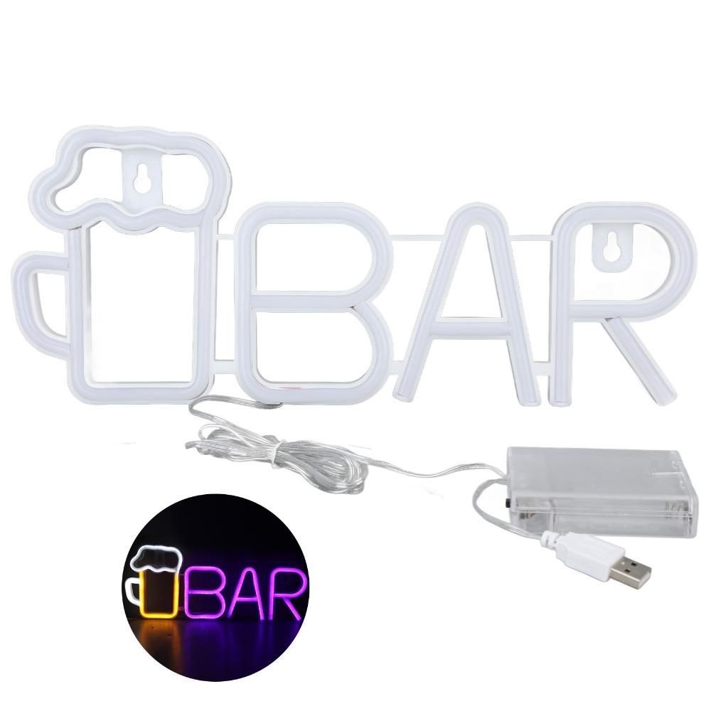 USB or Battery Powered LED Neon Sign Beer Bar Shaped LED Sign High Safety Neon Sign Bar